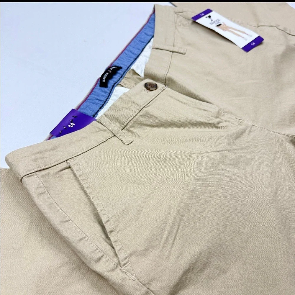 Nautica Jeans Co Womens Khaki Chino Ankle‎ Pants Cuffed Tan Size 14 NEW